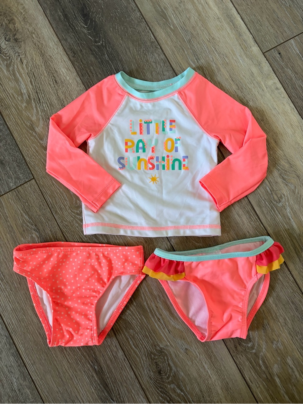 Cat & Jack Coral Pink Rash Guard Swim Set